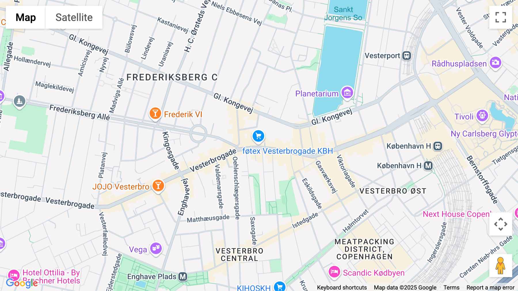 Click for interative map of Vesterbrogade 74, Copenhagen