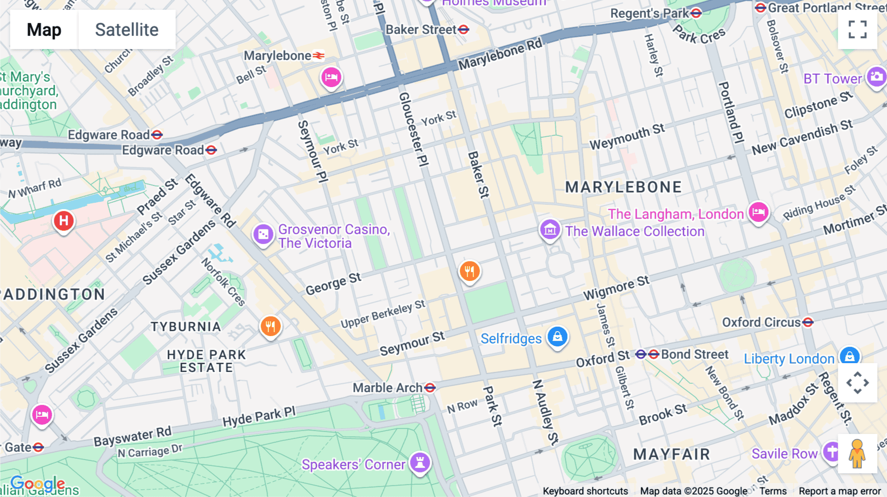 Click for interative map of 21 Gloucester Place, London