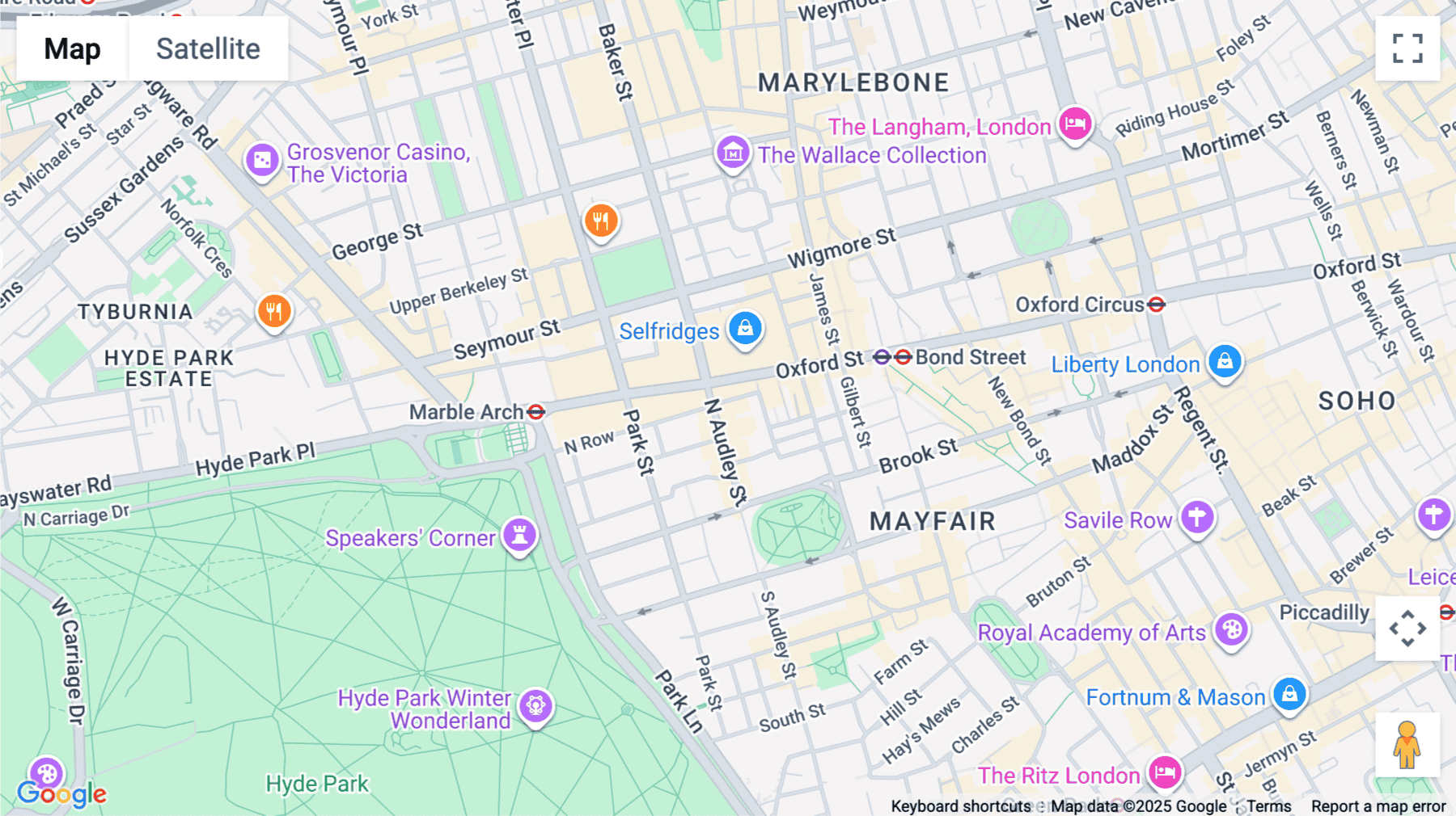 Click for interative map of 20 North Audley Street, London