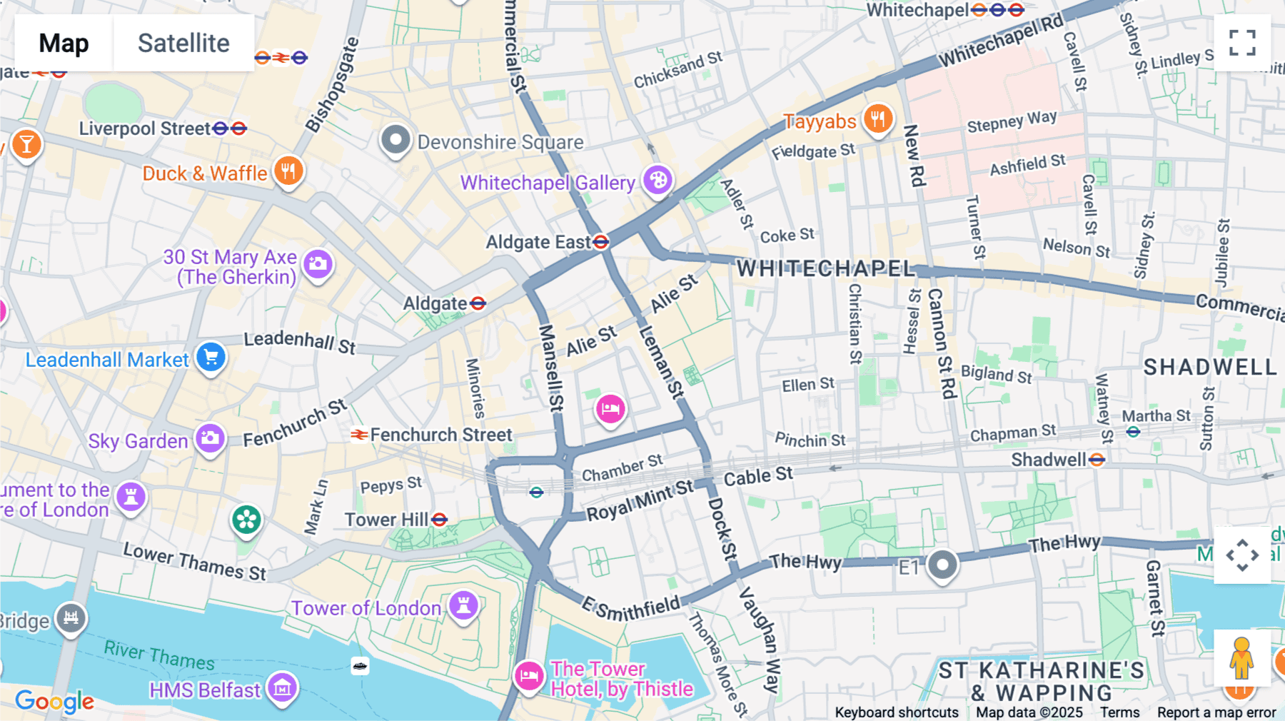 Click for interative map of 18 East Tenter Street, Albion Mills, London