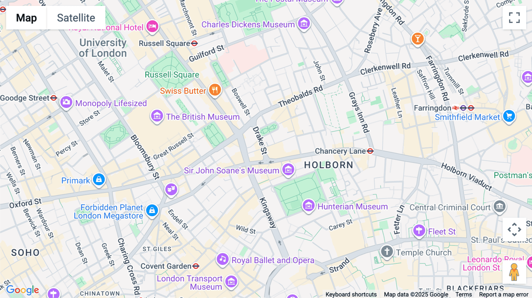 Click for interative map of 20 Proctor Street, London