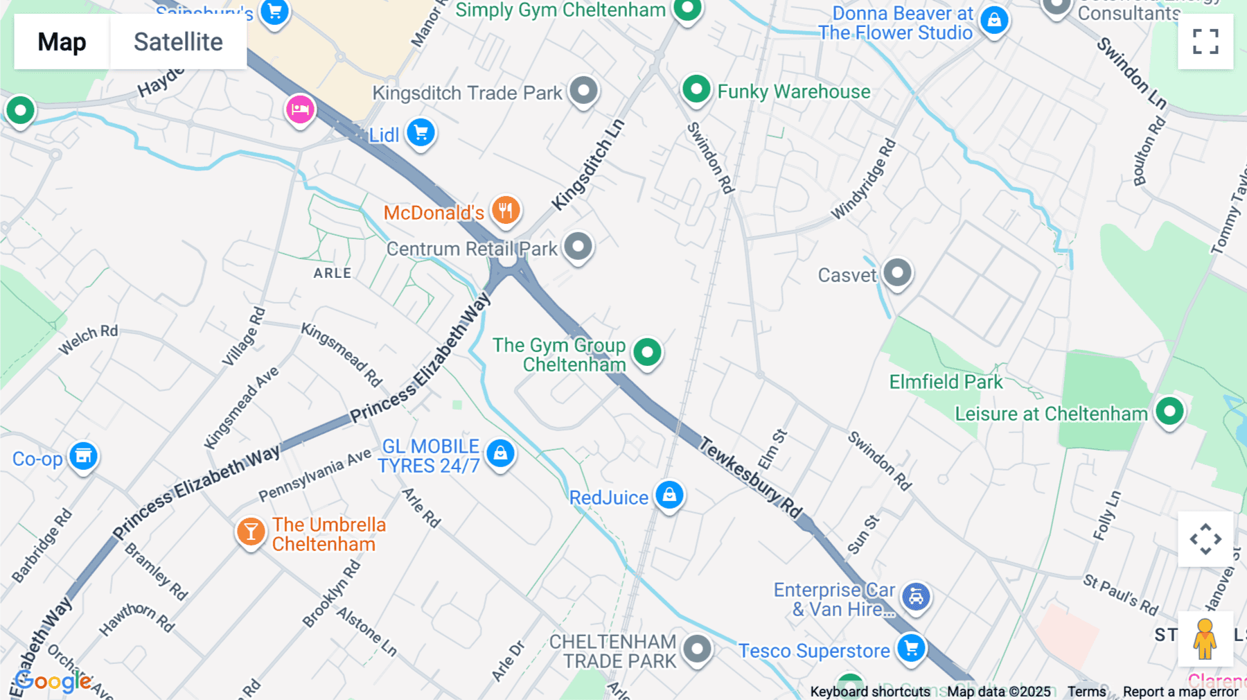 Click for interative map of 1 Manchester Park, Cheltenham