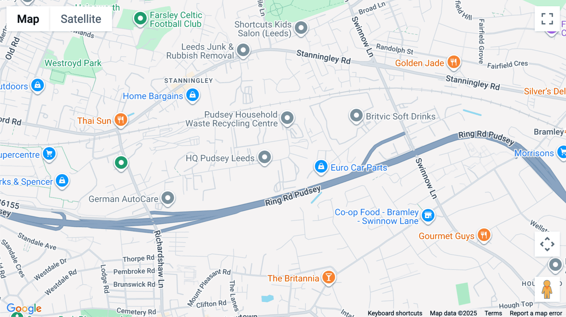 Click for interative map of Radley House, Richardshaw Road, Pudsey