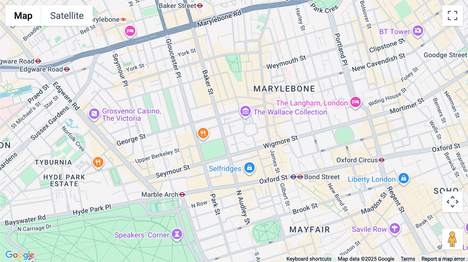 Click for interative map of 4, Fitzhardinge Street, London