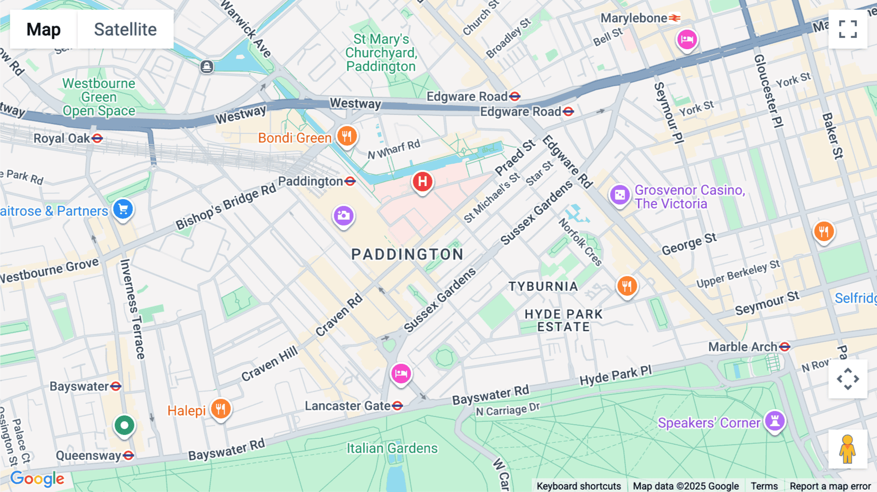 Click for interative map of 10, London Mews, London