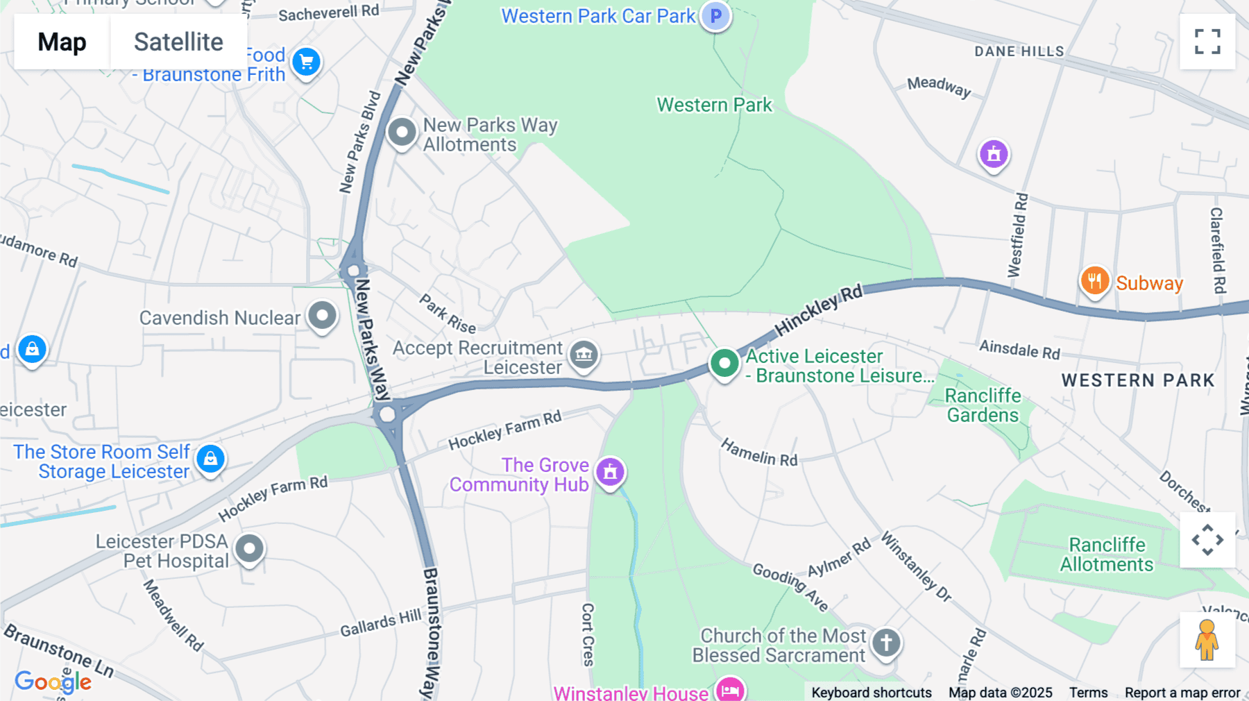 Click for interative map of 3, Oswin Road, Leicester