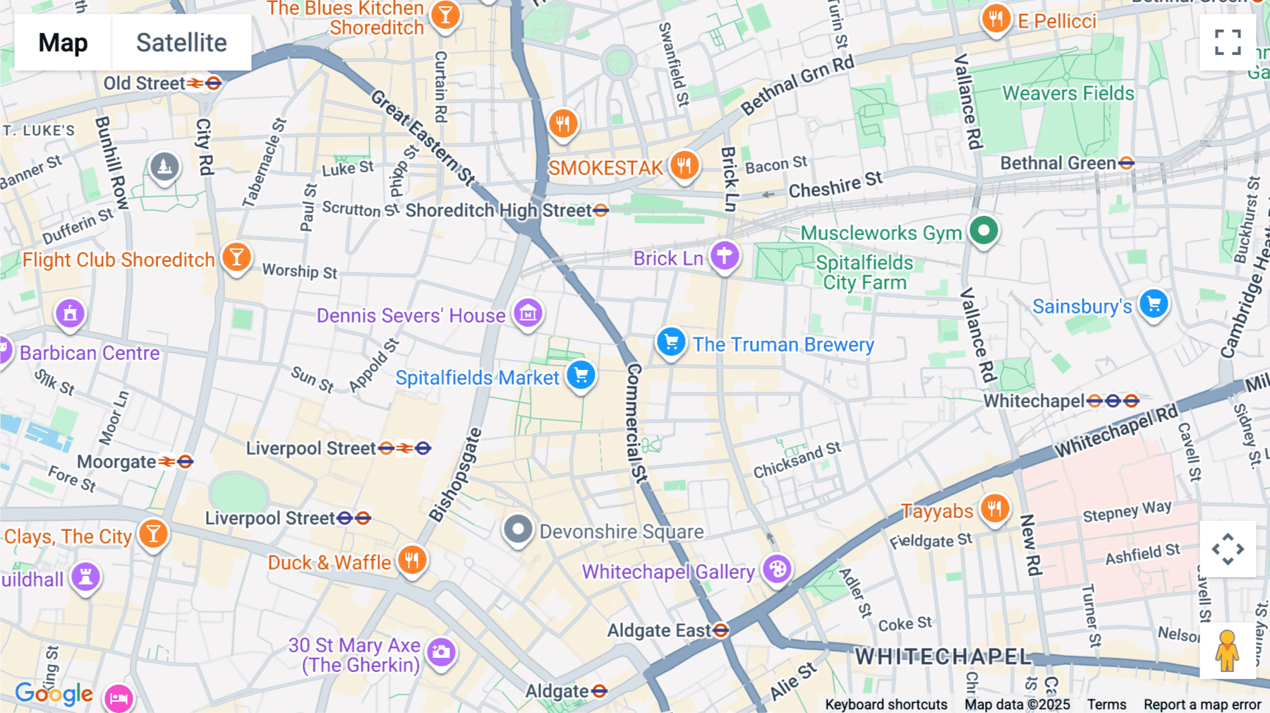 Click for interative map of 116, Commercial Street, London