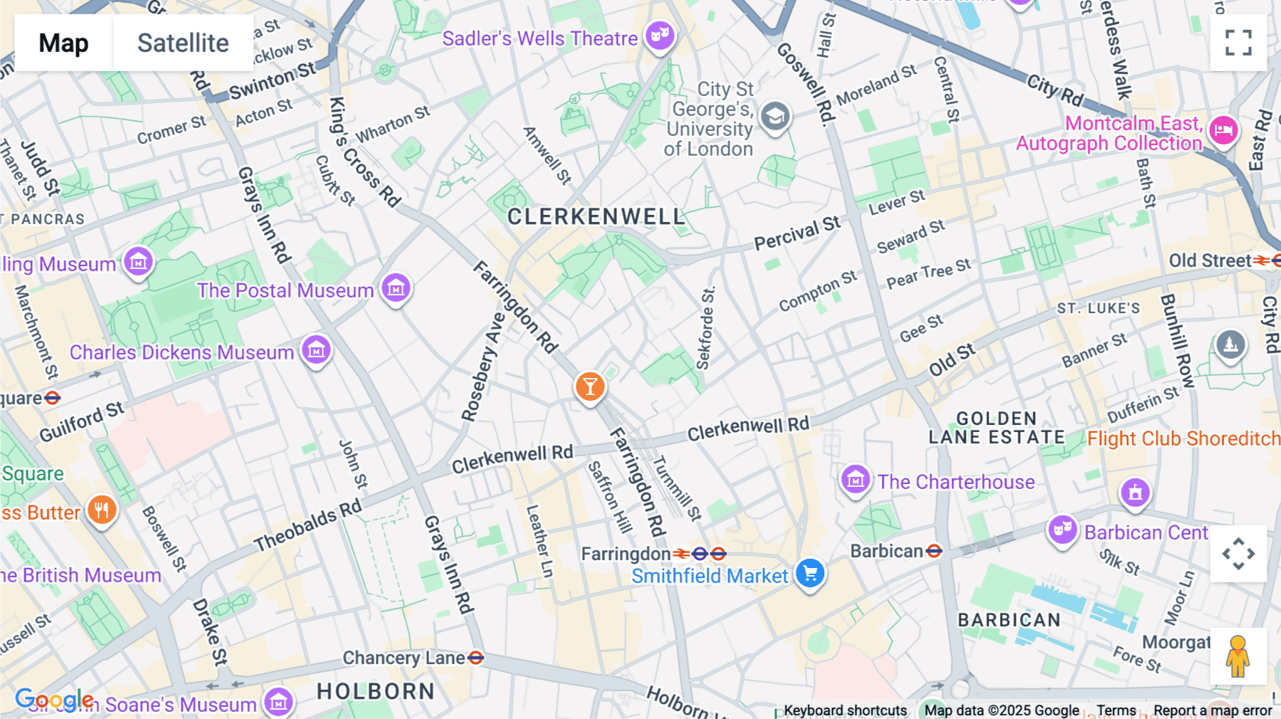 Click for interative map of 44, Clerkenwell Close, London