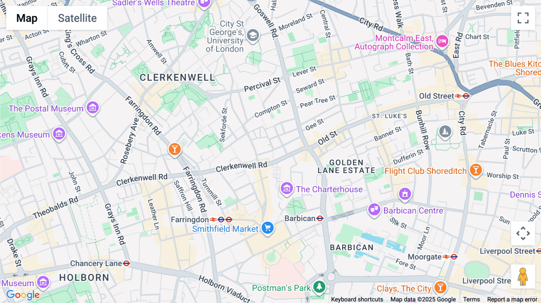 Click for interative map of 33, Great Sutton Street, London
