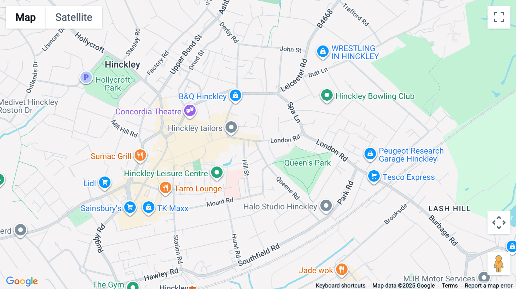 Click for interative map of The Lawns, Hinckley