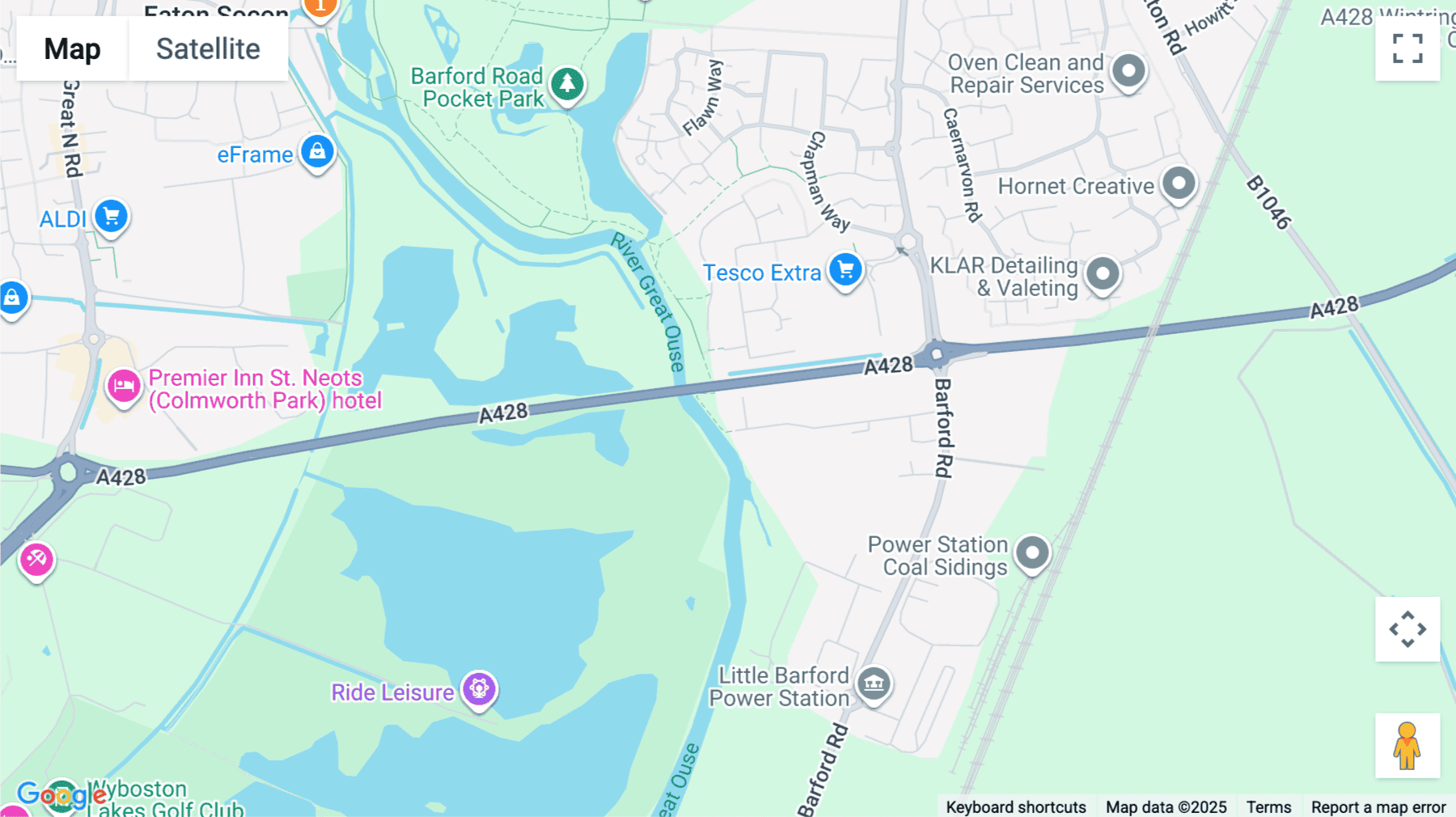 Click for interative map of Alington Rd, Little Barford, Nelson House, St Neots