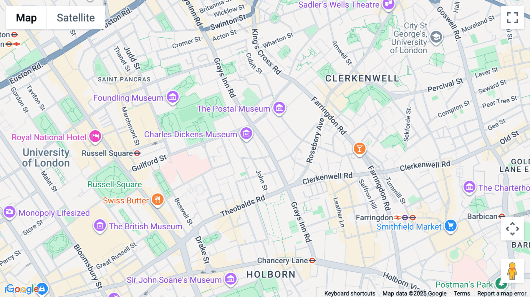 Click for interative map of 99, Grays Inn Road, London
