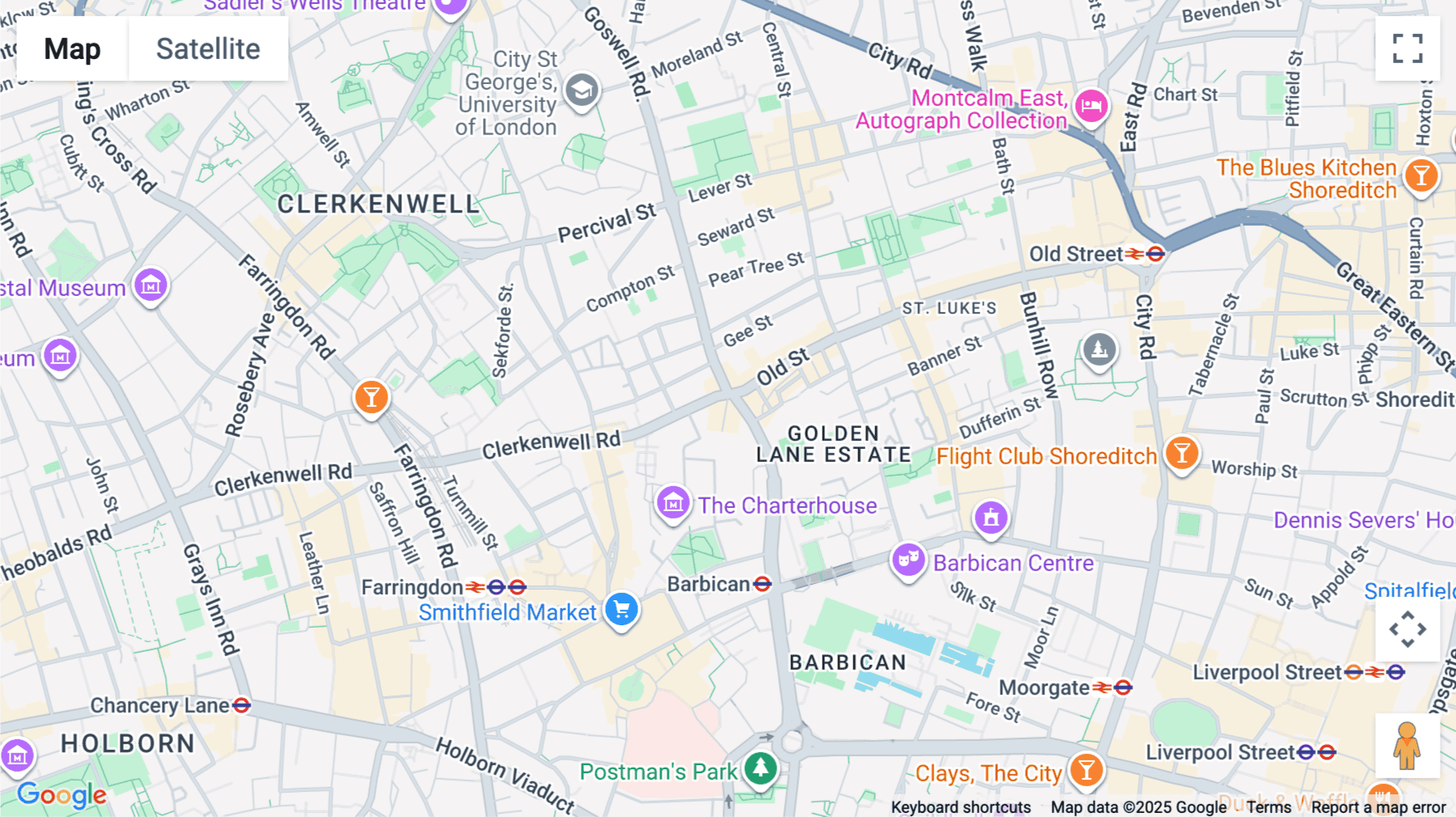 Click for interative map of 14, Charterhouse Bldgs, London