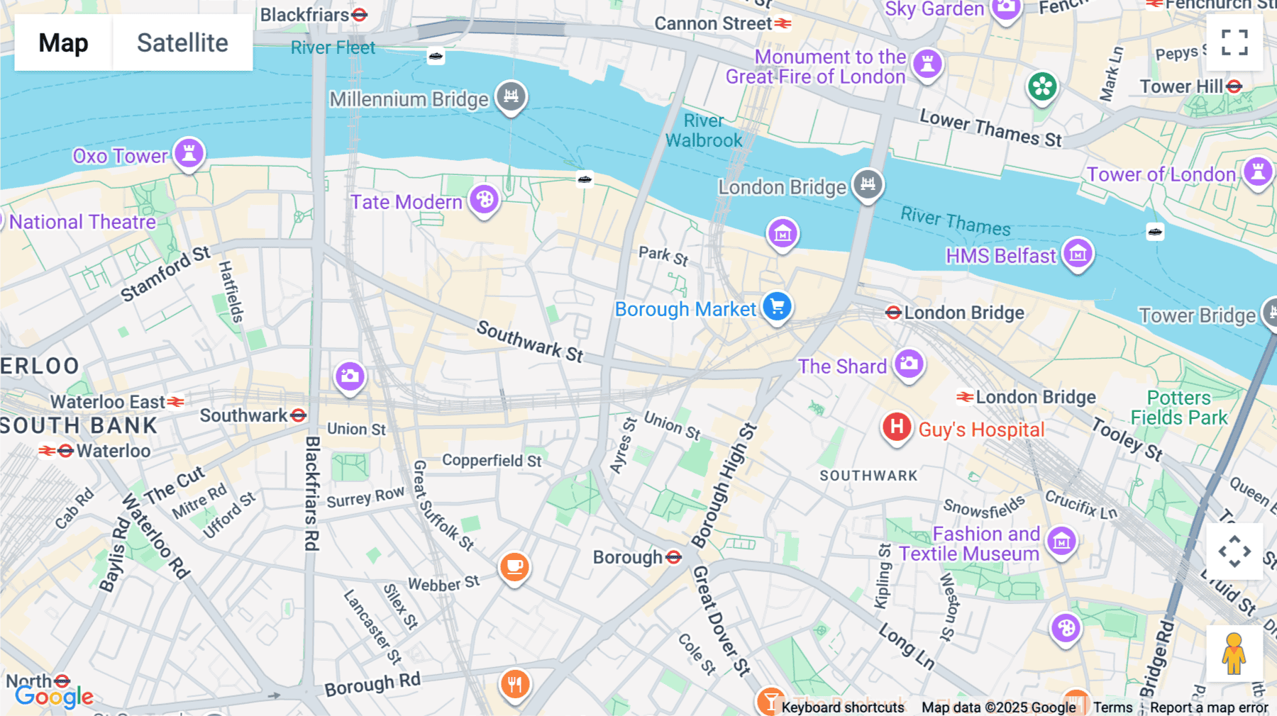 Click for interative map of 50, Southwark Street, London