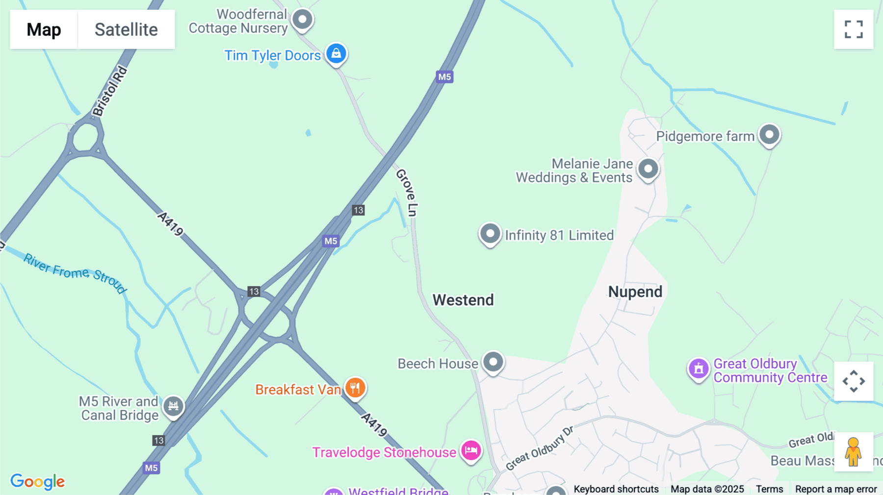 Click for interative map of Westend Office Suites, Near junction 13 of M5, Stroud