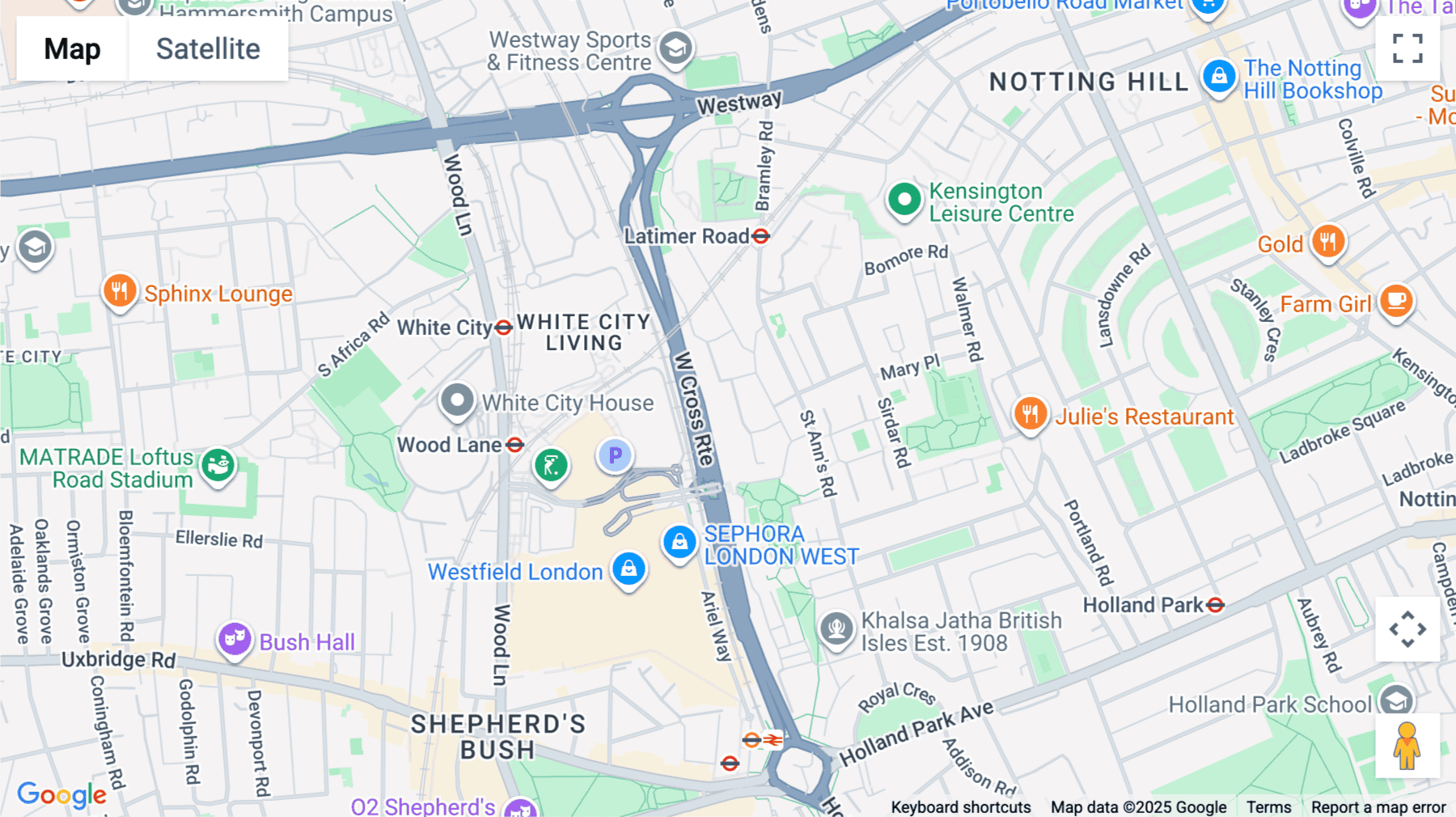 Click for interative map of 1, Nicholas Road, London