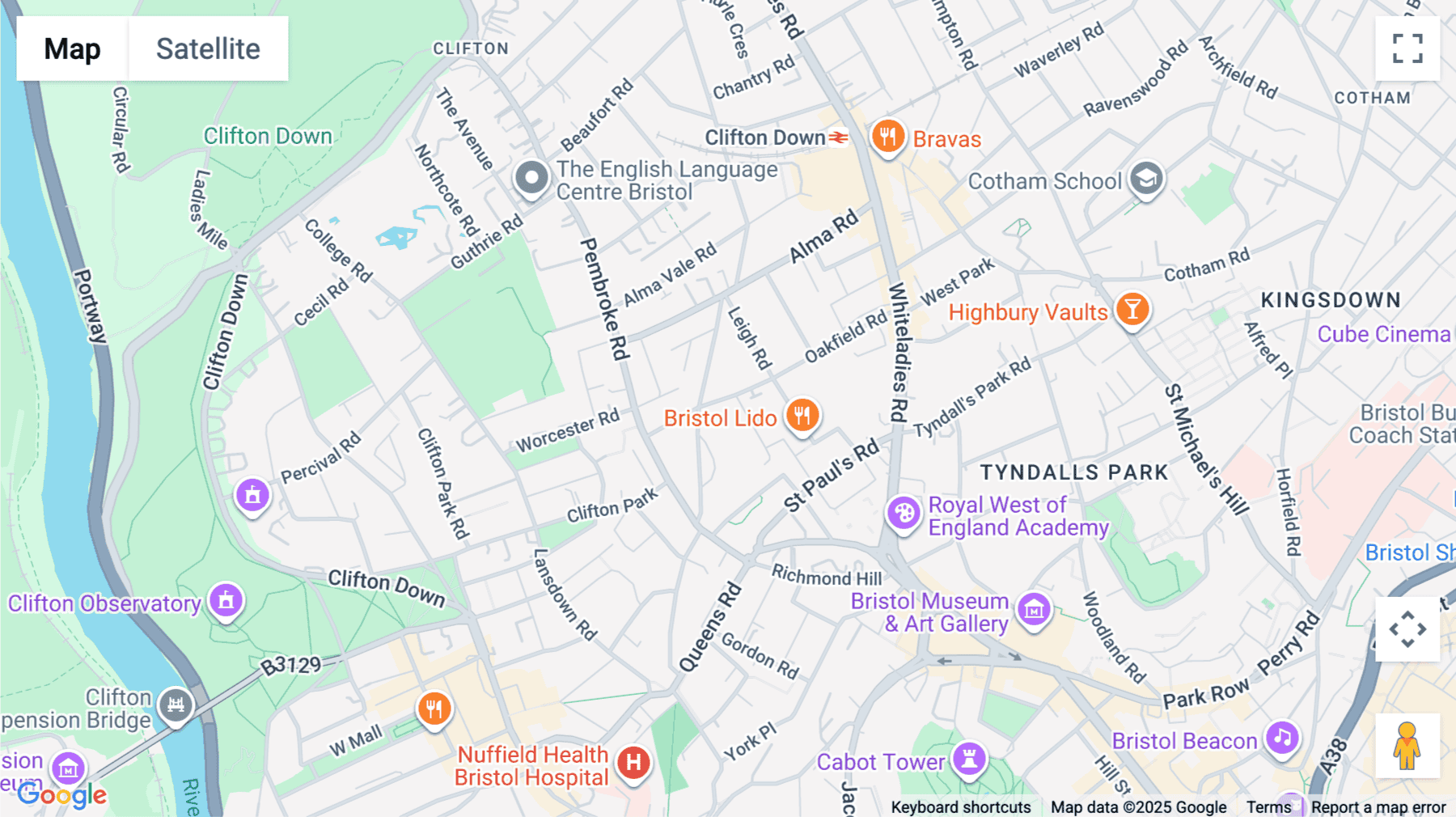 Click for interative map of 16, Oakfield Road, Clifton, Bristol