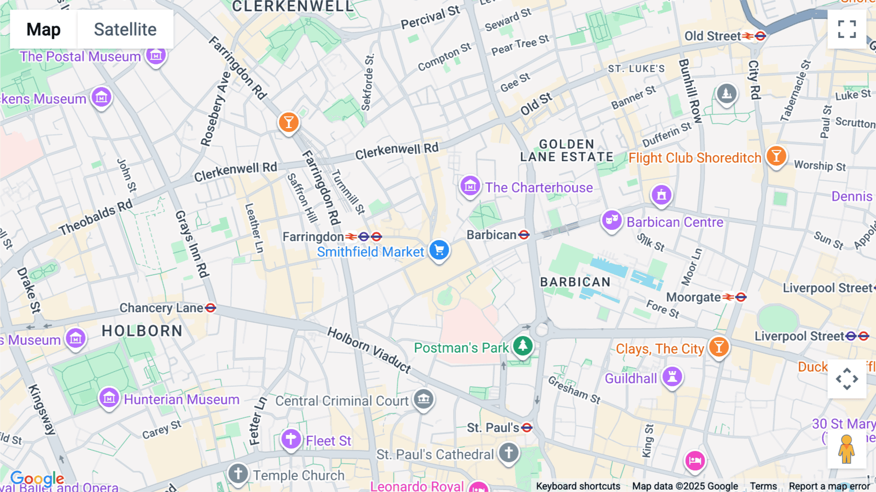 Click for interative map of 89, Charterhouse Street, Barbican, London