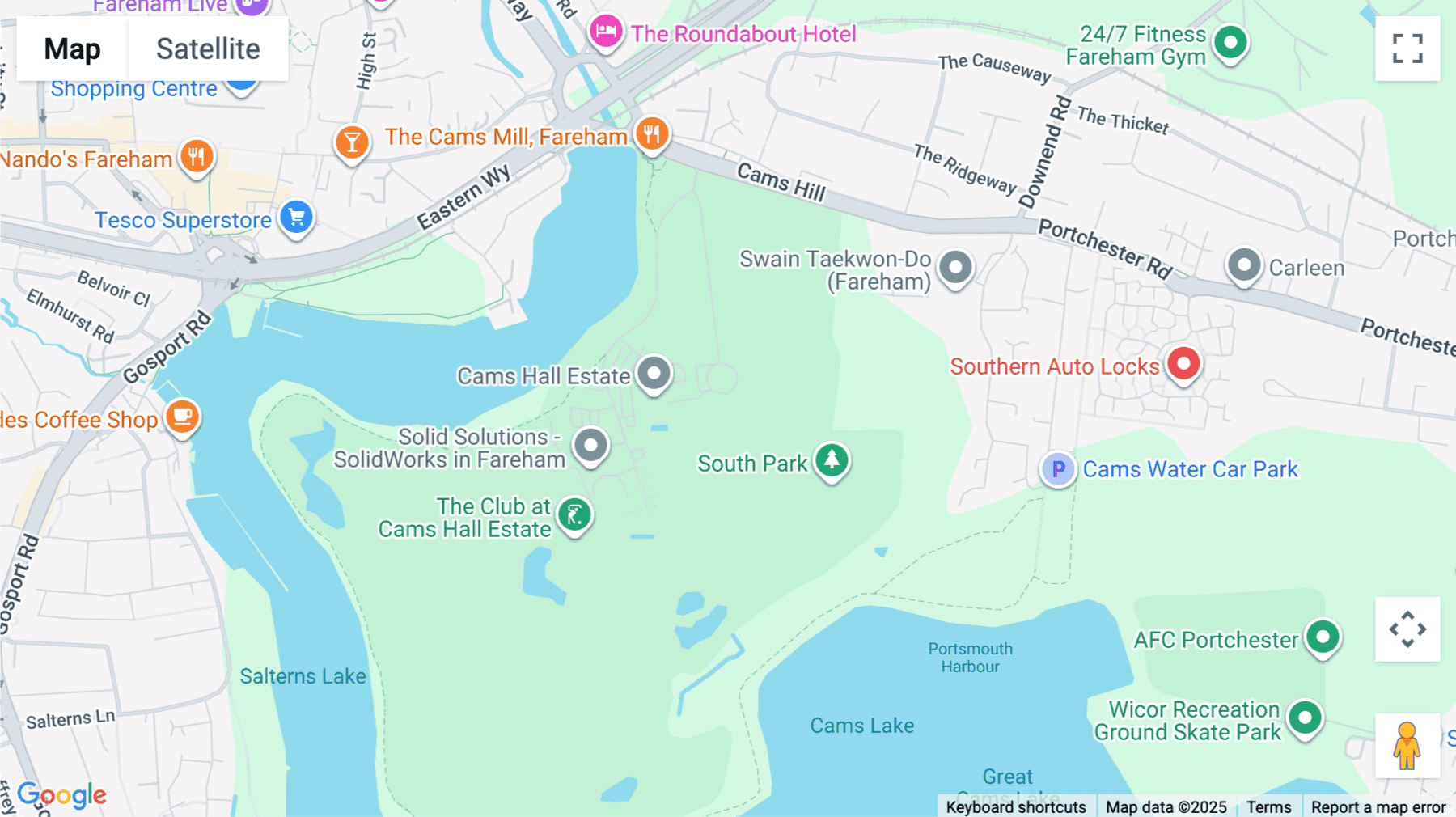 Click for interative map of Cams Hill, Fareham