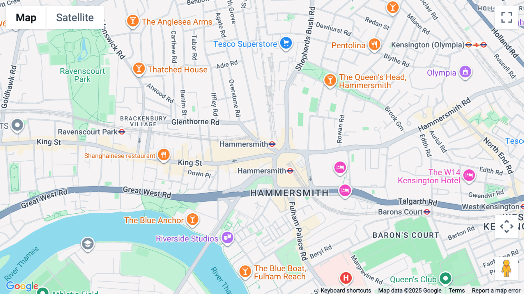 Click for interative map of 7, Lyric Square, London