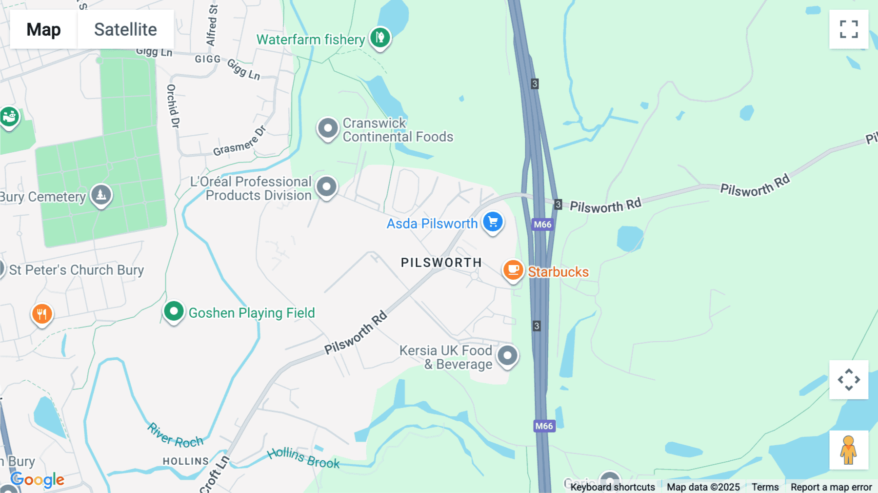 Click for interative map of 66, Pilsworth Road, Bury