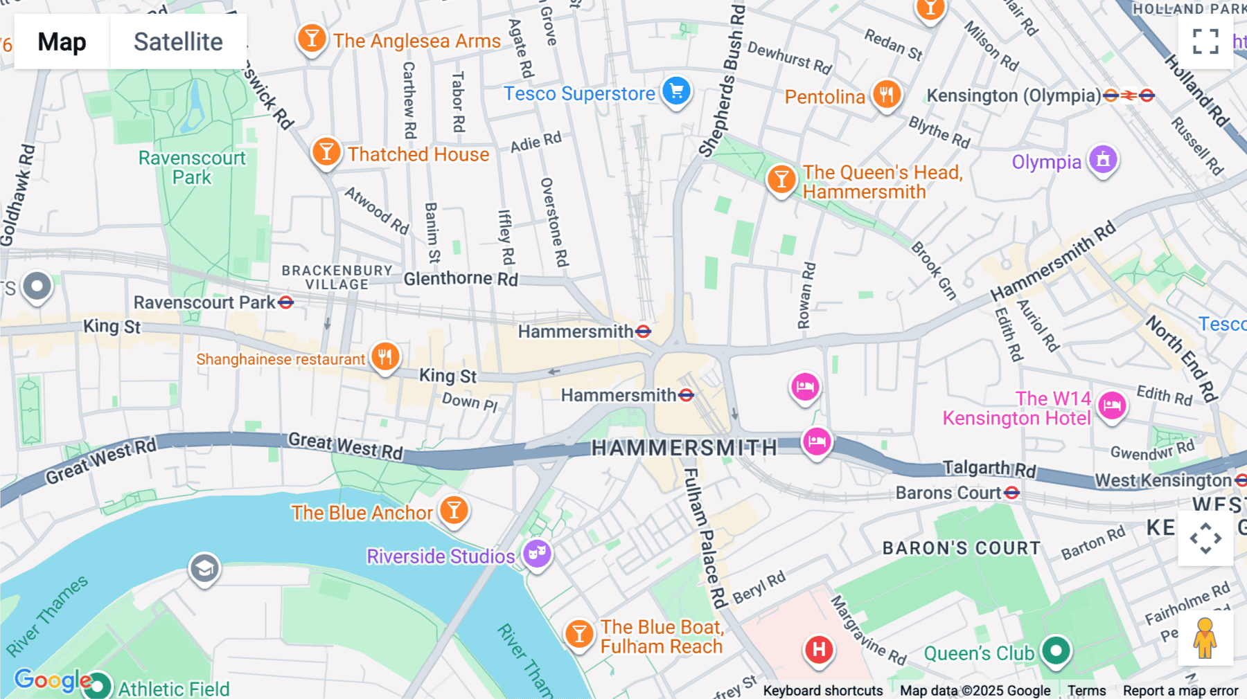 Click for interative map of 4, Lyric Square, London