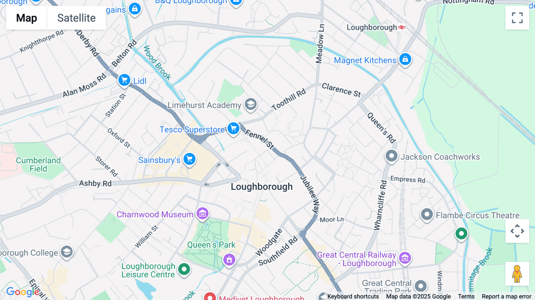 Click for interative map of 41, Biggin Street, Loughborough
