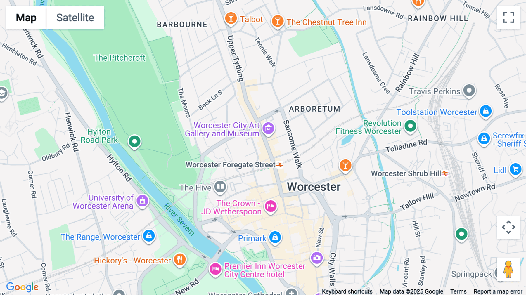 Click for interative map of 32-33, Foregate Street, Worcester