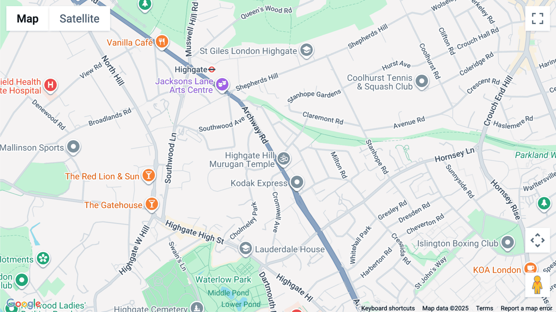 Click for interative map of 208, Archway Road, London