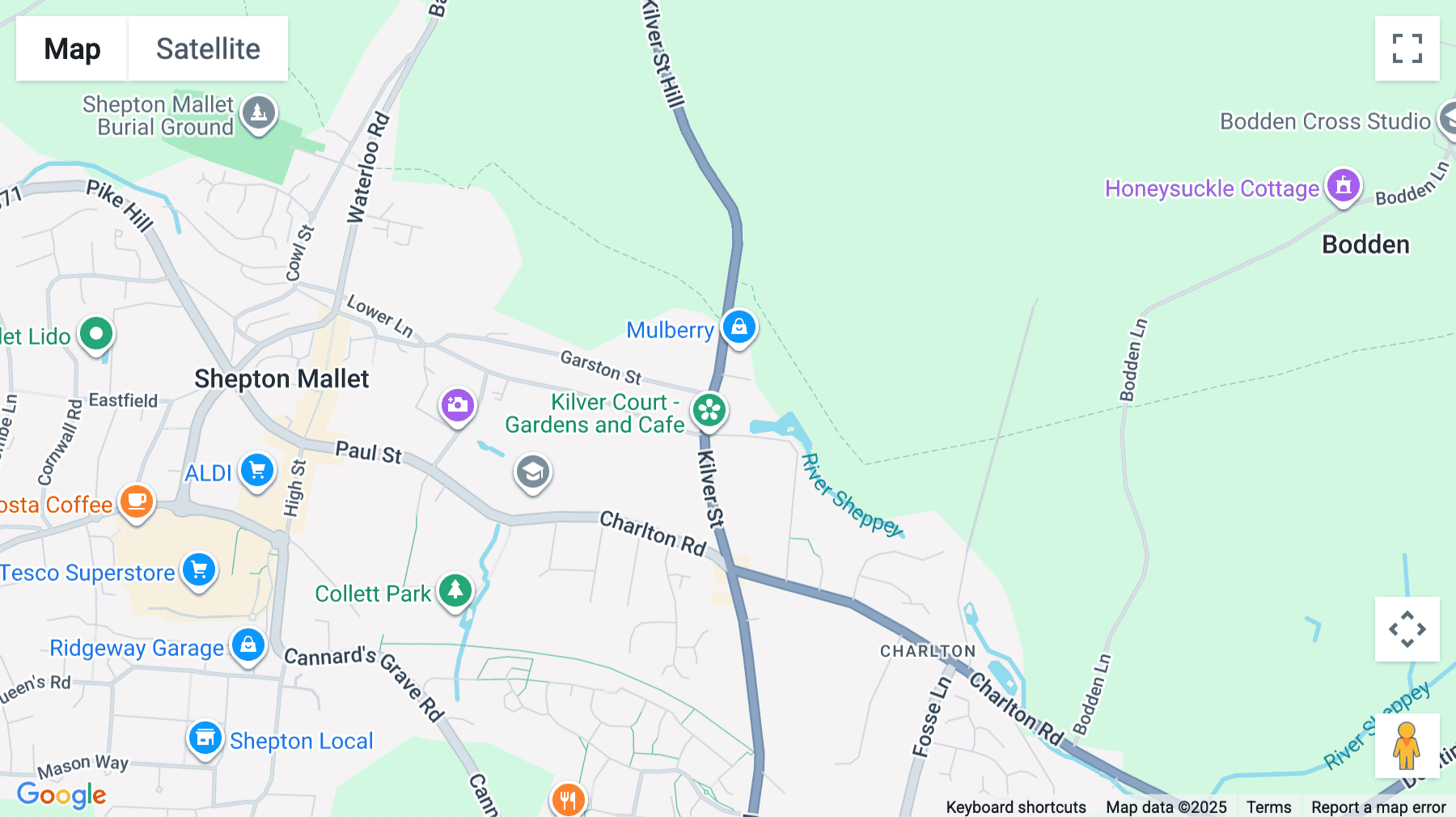 Click for interative map of Kilver Court, Kilver Street, Shepton Mallet, Shepton Mallet