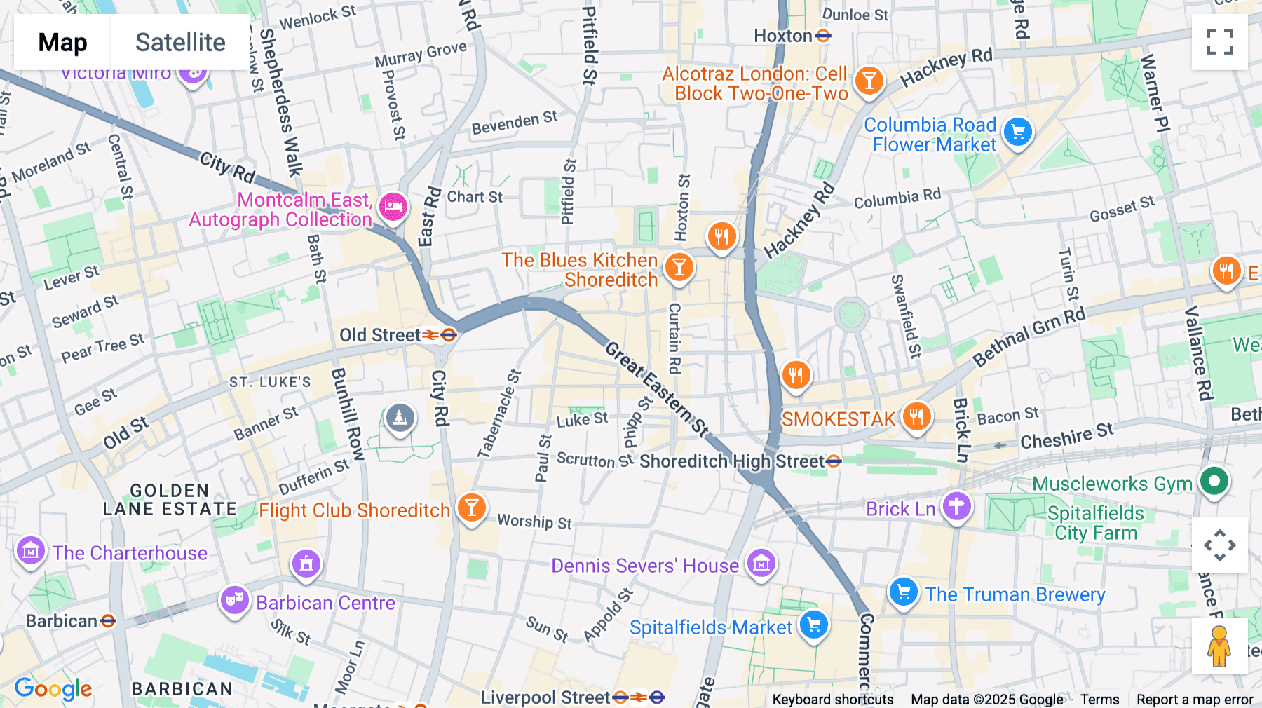 Click for interative map of 64, Great Eastern Street, London