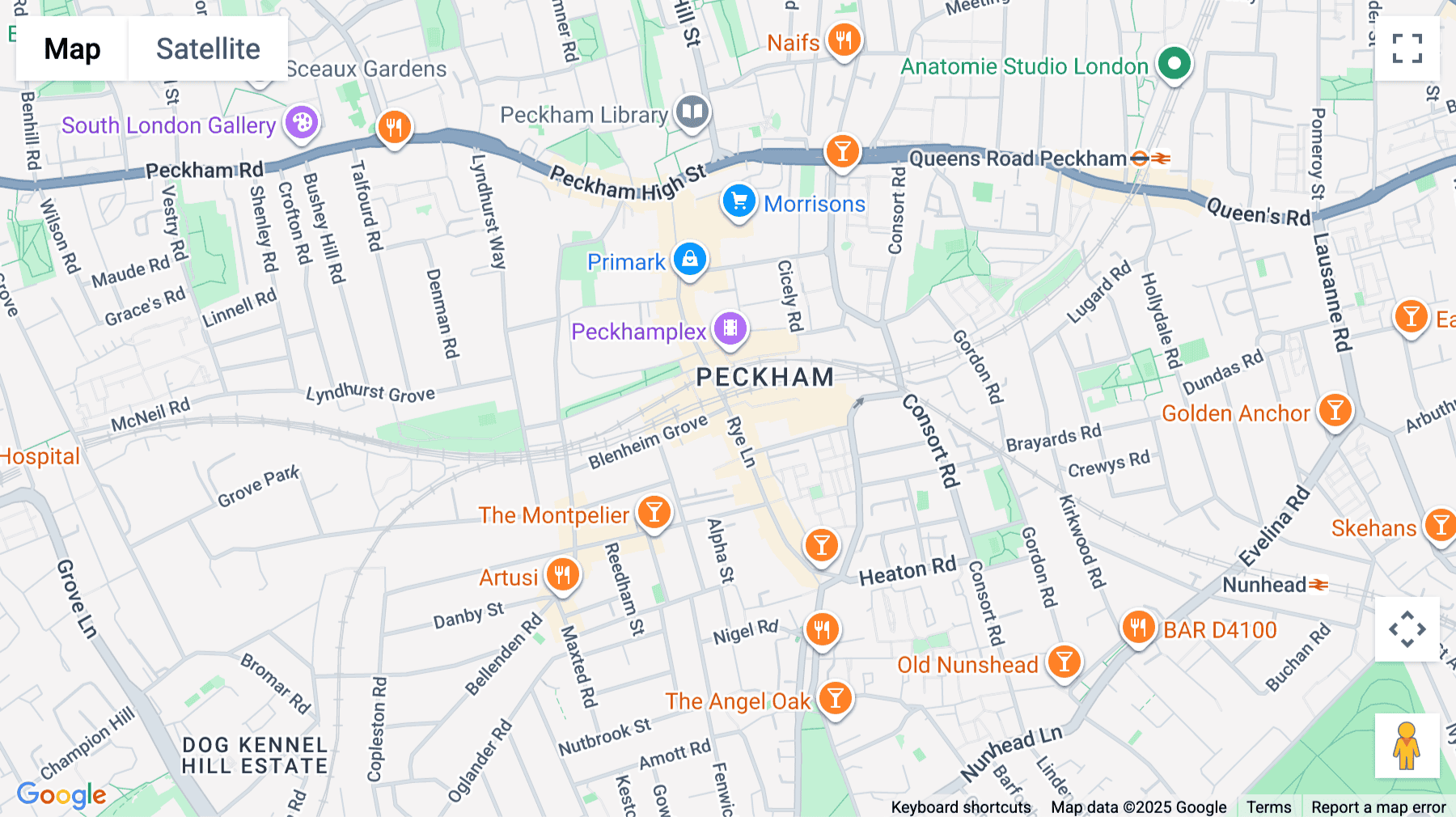 Click for interative map of Rye Lane, London