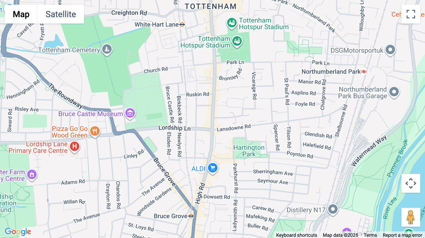 Click for interative map of High Road, London