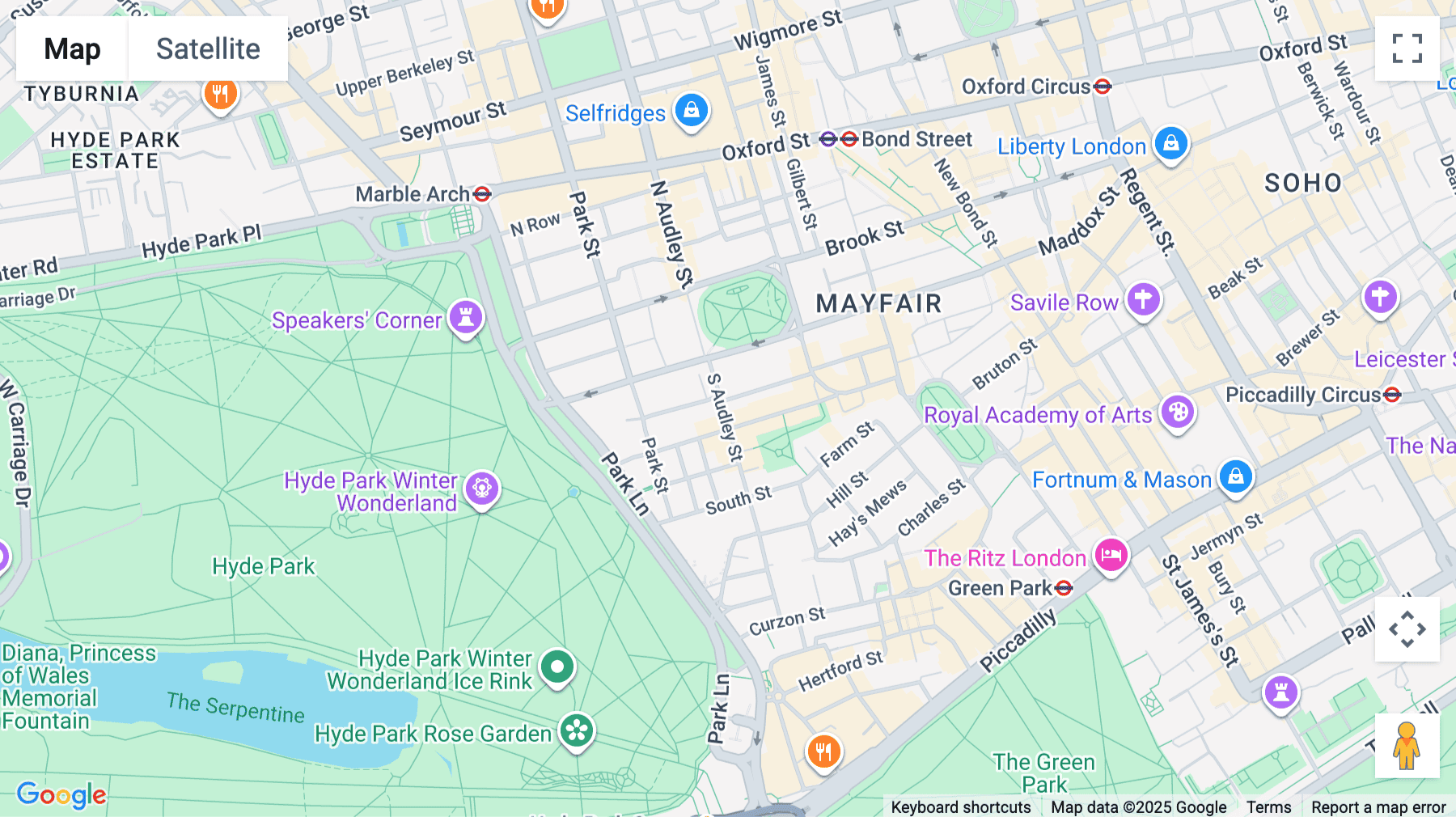 Click for interative map of 40, South Audley Street, London