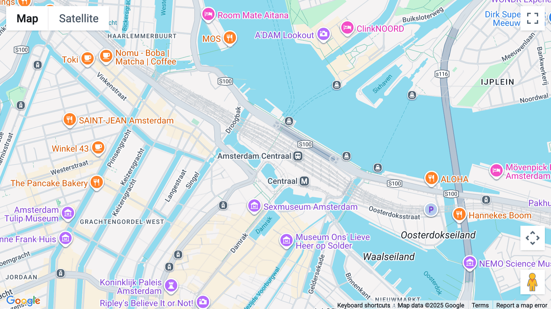 Click for interative map of Centraal NS International, Stationsplein 19W, Platform 2A (next to the kiosk), Amsterdam