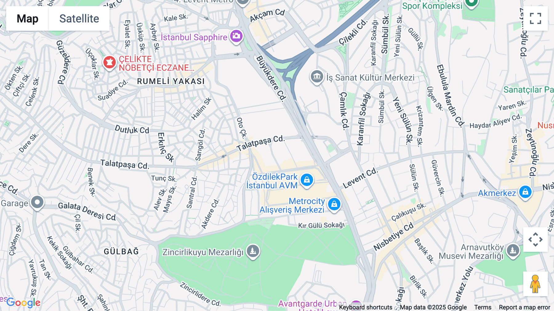 Click for interative map of Esentepe Mahallesi Harman 1 Sokak, Duran Is Merkezi No.4 Kat 1/4/8/10 Sisili, Istanbul