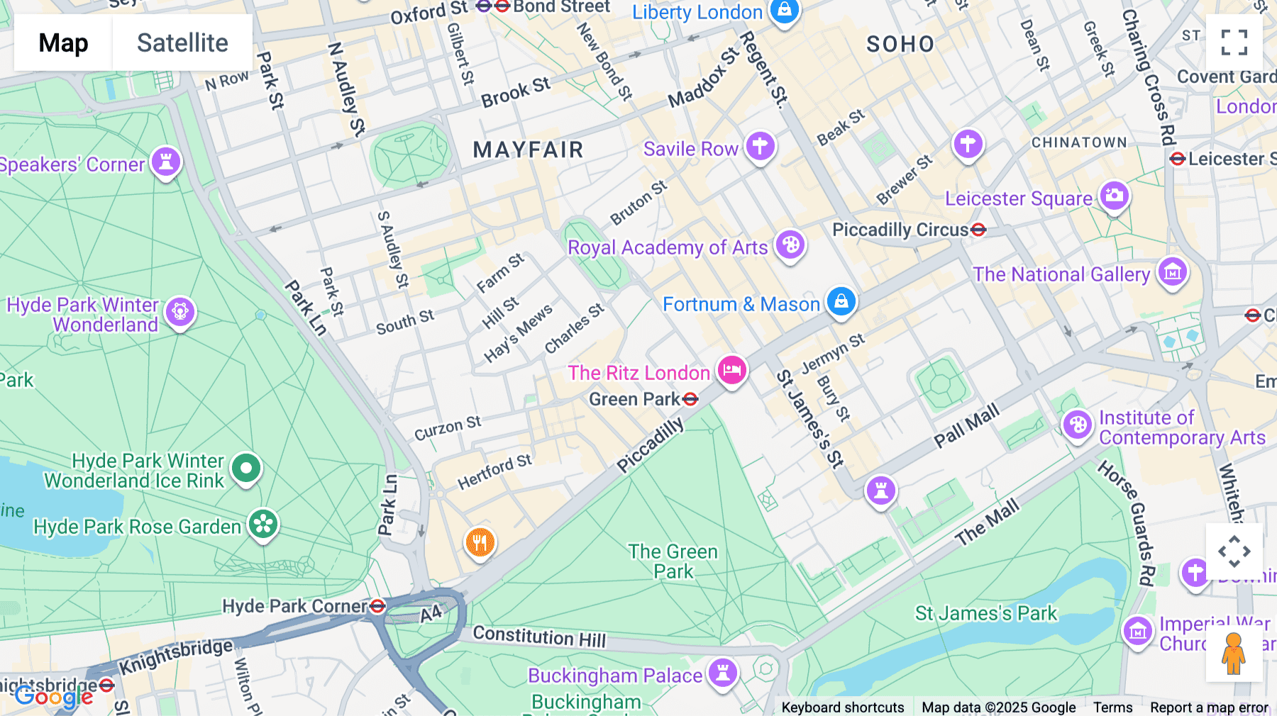 Click for interative map of 15 Stratton Street, Green Park House, London