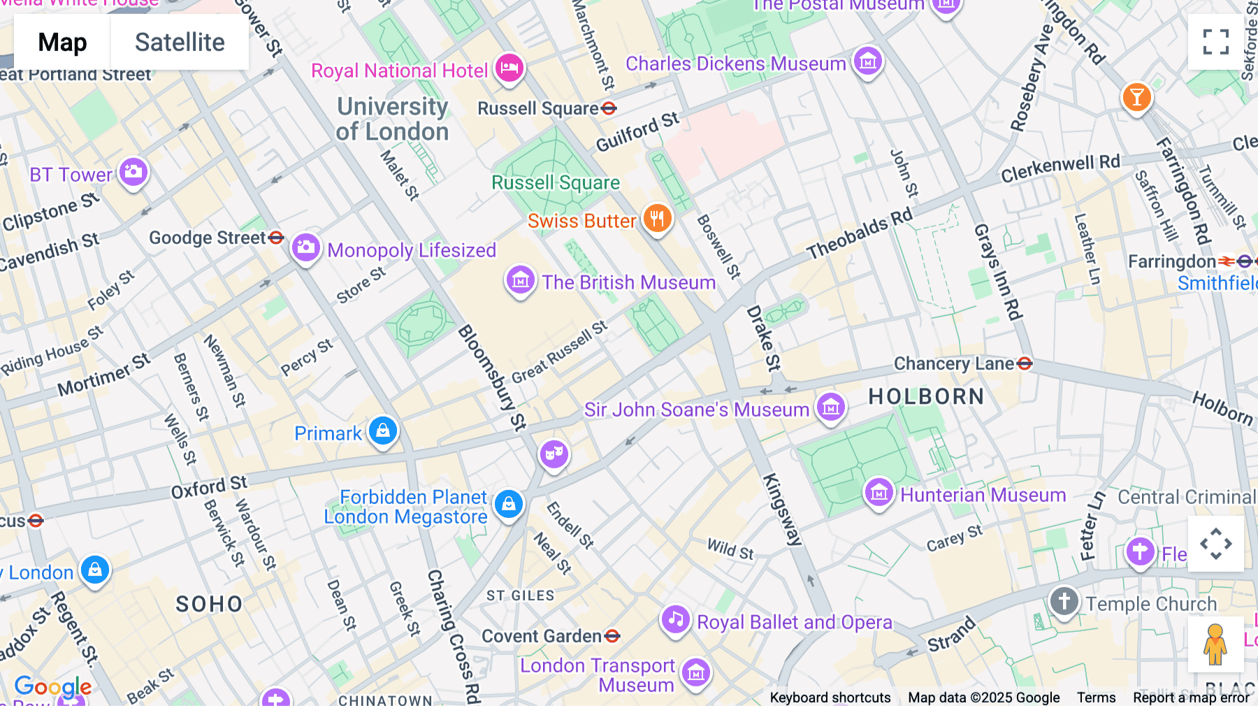Click for interative map of 10 Bloomsbury Way, London
