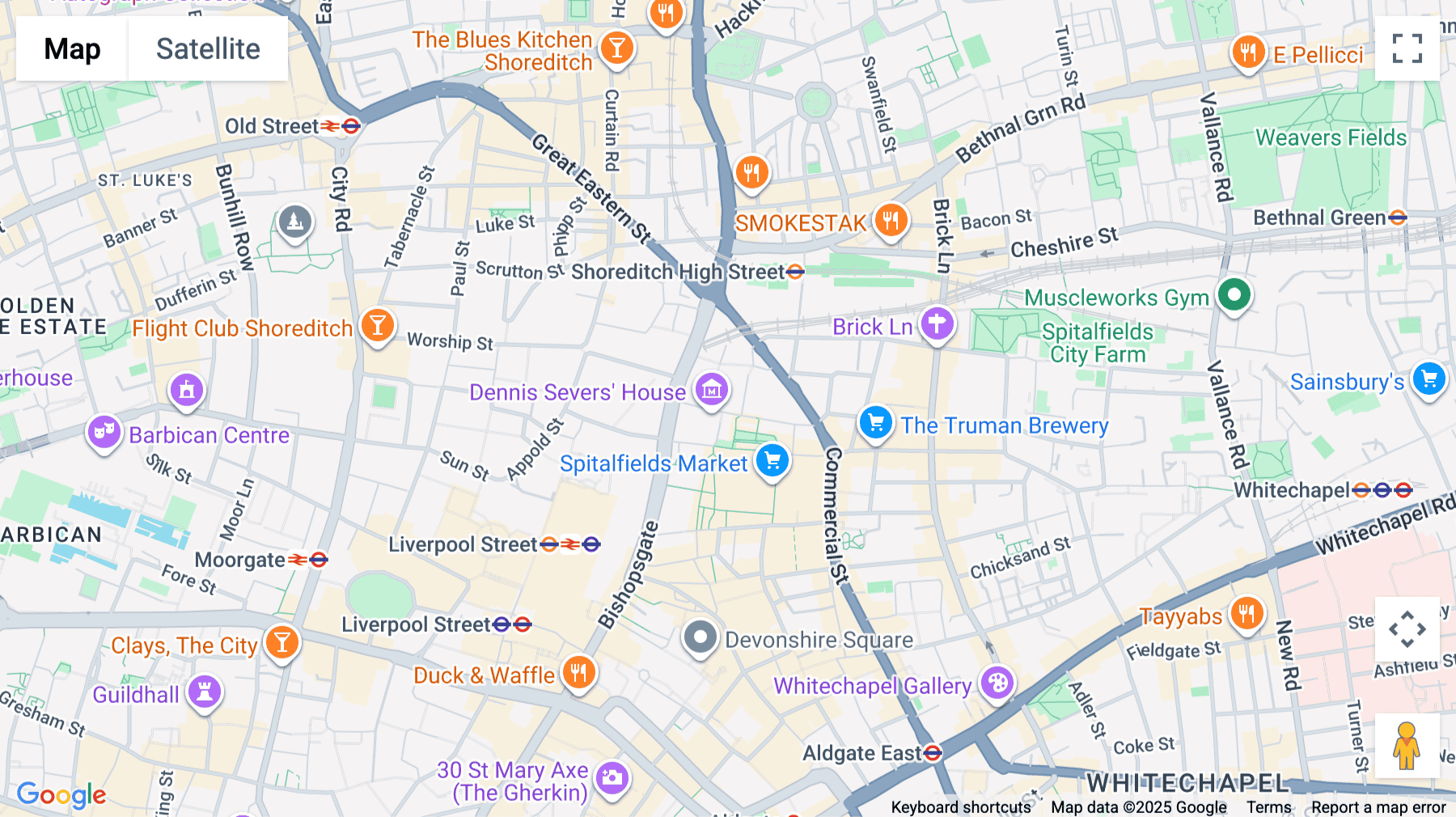 Click for interative map of 35, 41 Folgate Street, Spitalfields, London