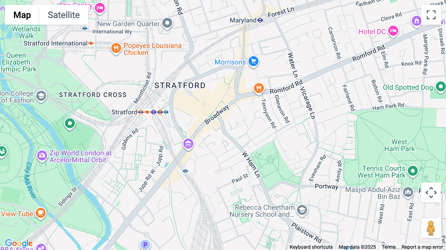 Click for interative map of Tramway Avenue, Stratford, London