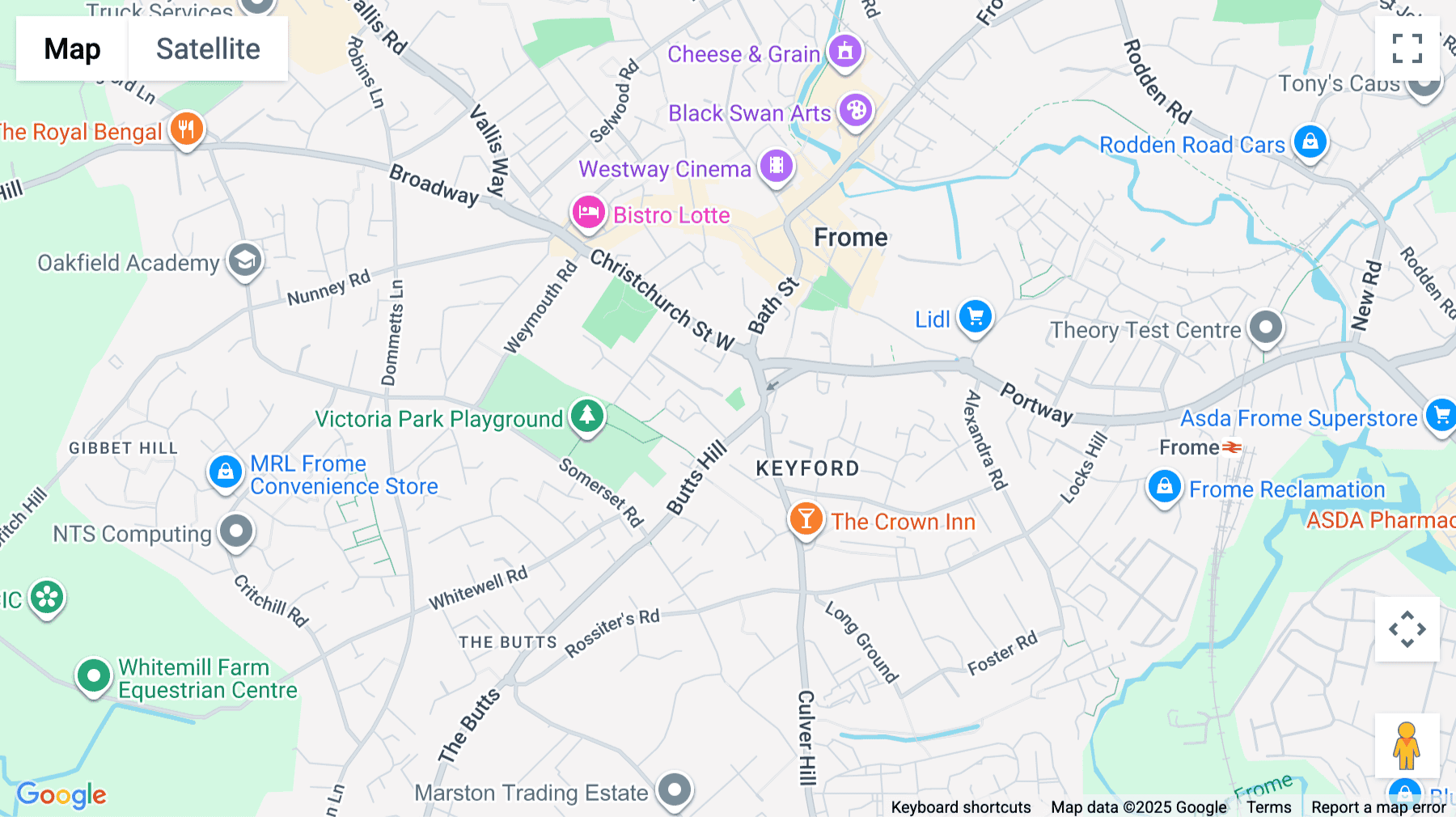 Click for interative map of Butts Hill, Frome