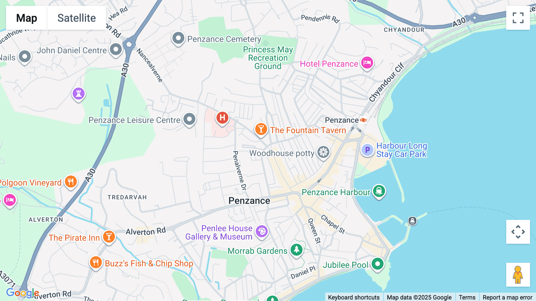 Click for interative map of Causewayhead, Penzance