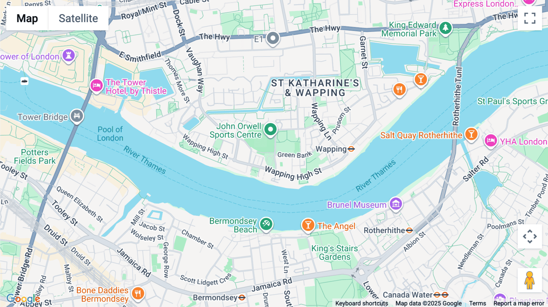 Click for interative map of 1 Green Bank, Wapping, London