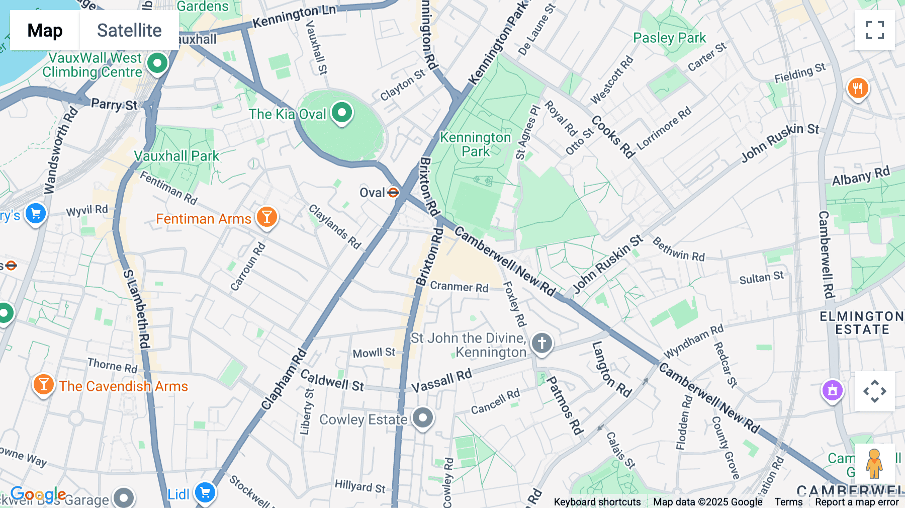 Click for interative map of Kennington Park,   Brixton Road, London