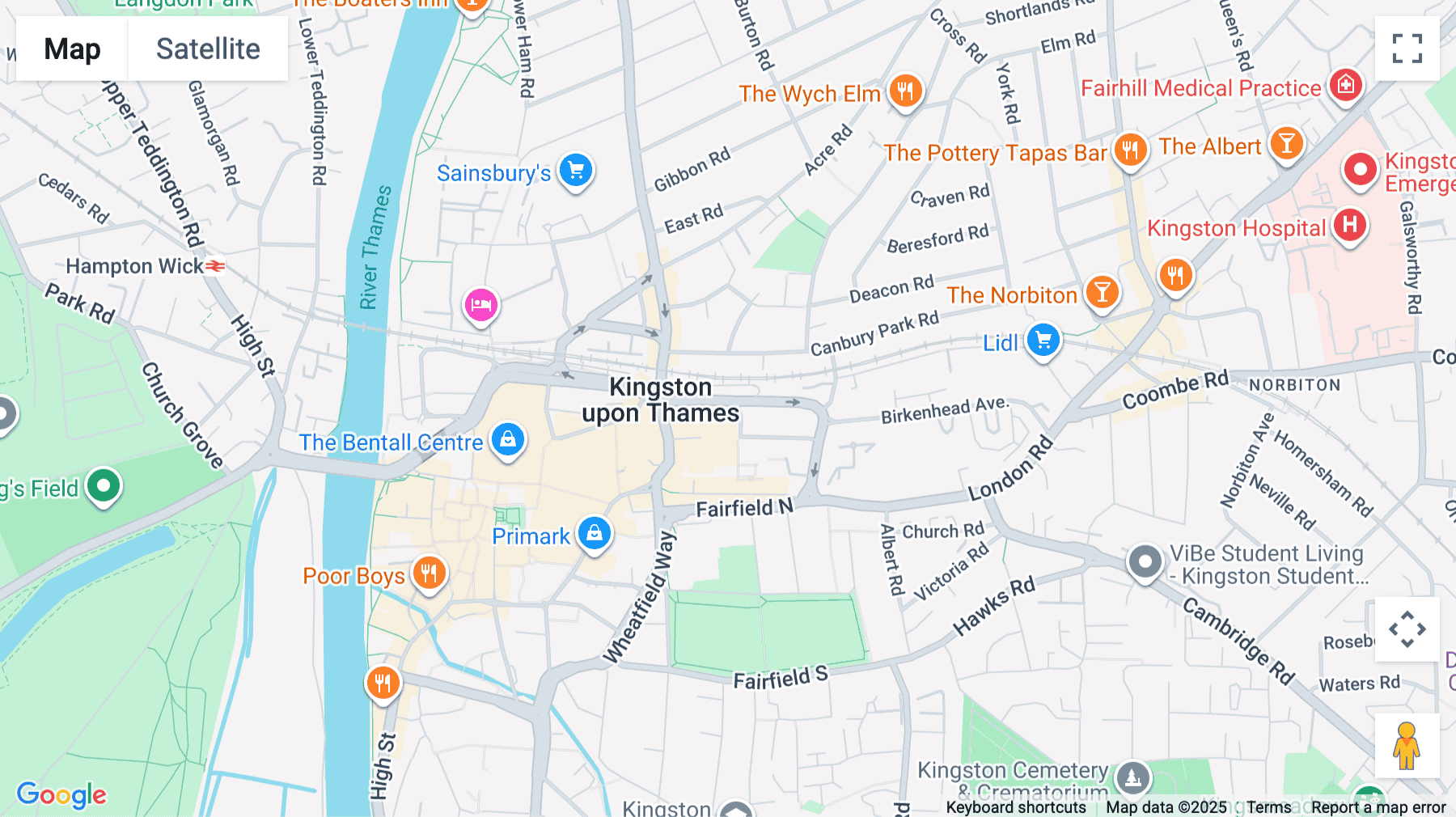 Click for interative map of Siddeley House, 50 Canbury Park Road, Kingston, Surrey, Kingston