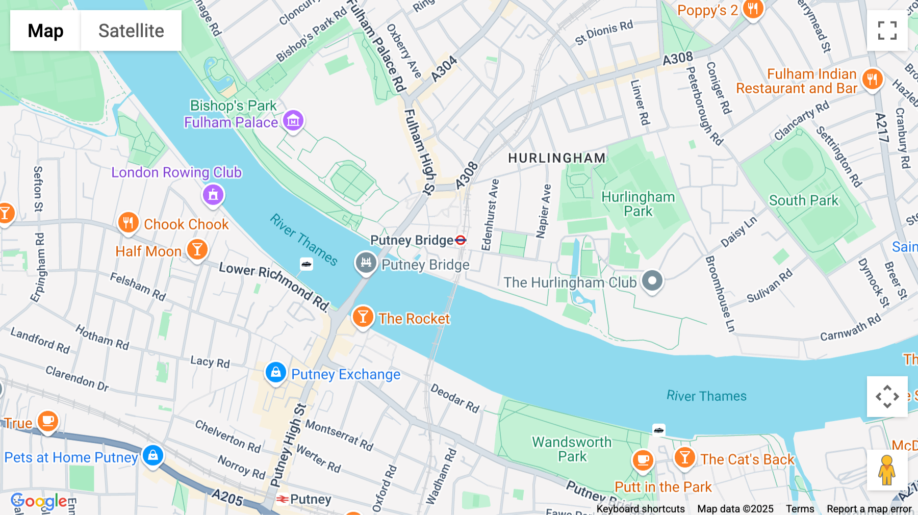 Click for interative map of Ranelagh Gardens, Fulham, London