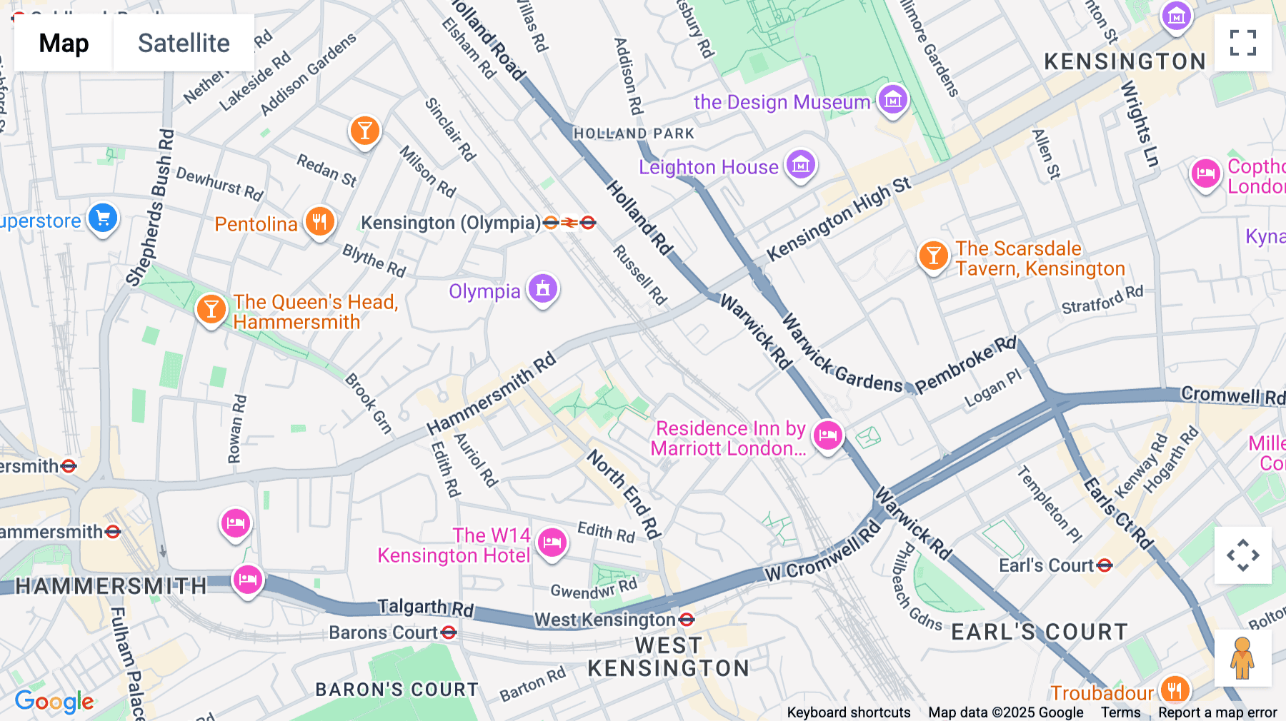 Click for interative map of Exhibition House, Unit 12, Addison Bridge Place, London