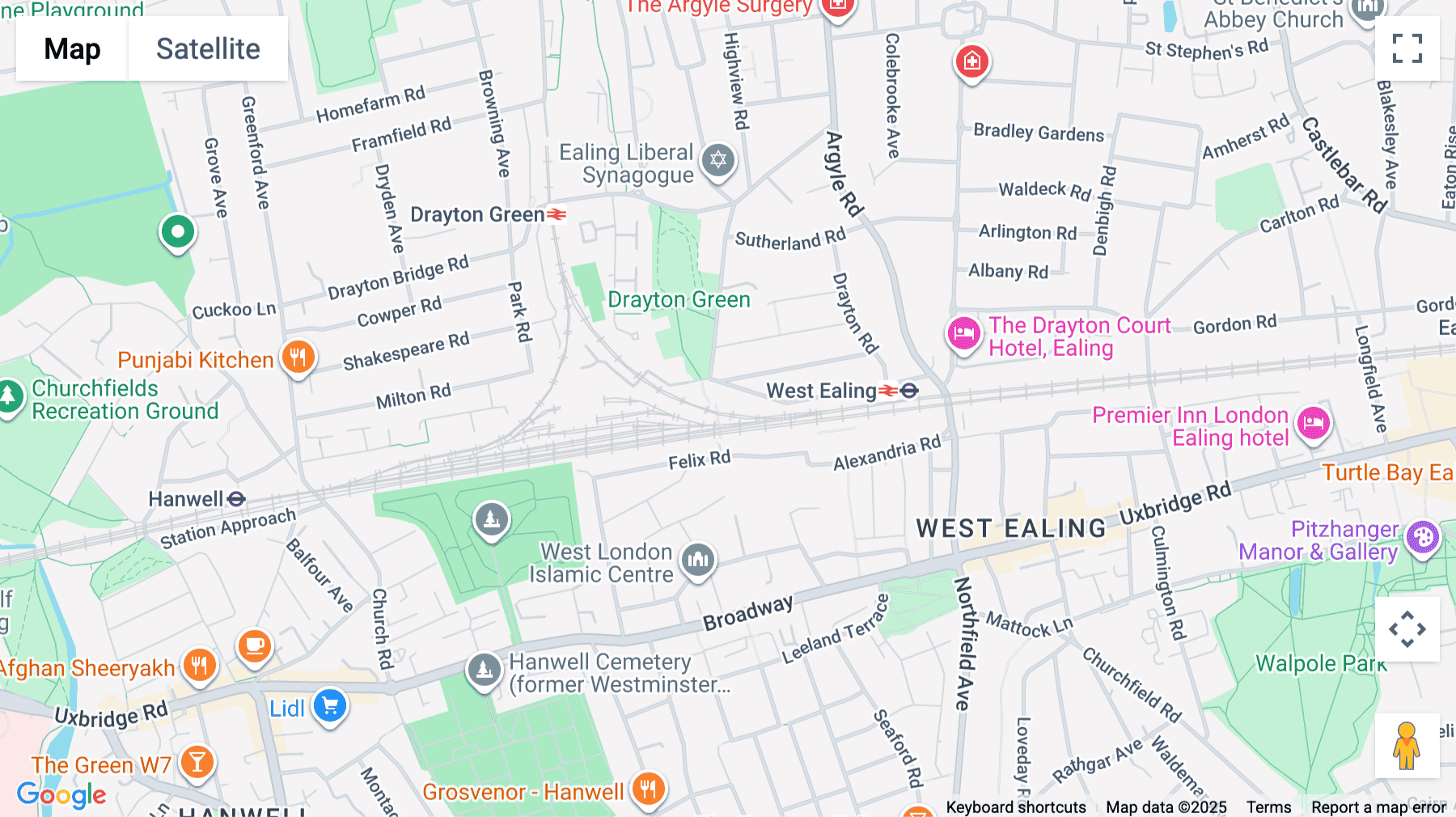Click for interative map of Manor Road, West Ealing, London