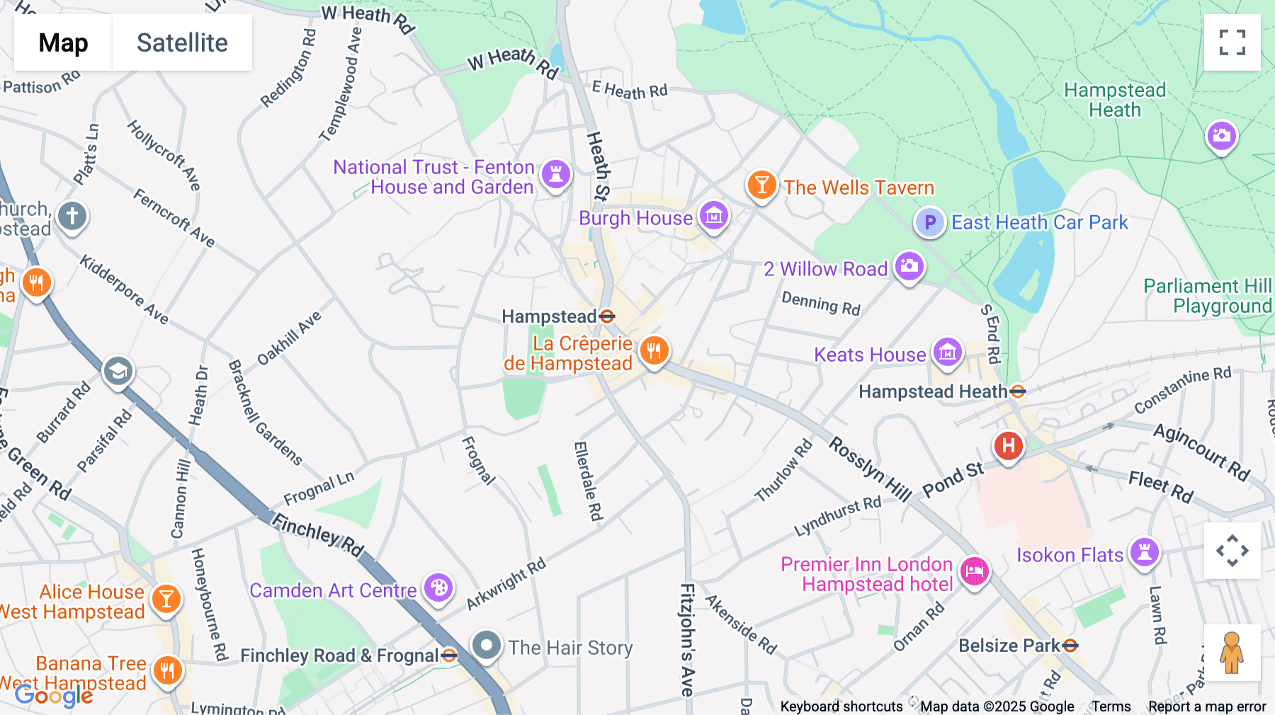 Click for interative map of 28b Hampstead High Street,  Camden, London