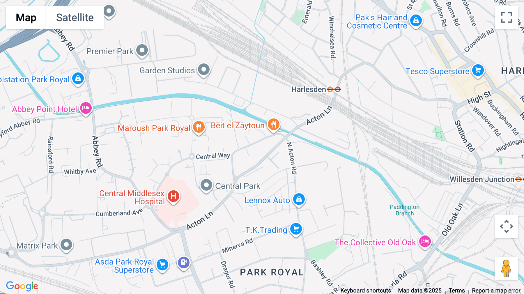 Click for interative map of 214 Acton Lane,  Ealing, London